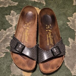 Papillio Textured Black Slide Sandals